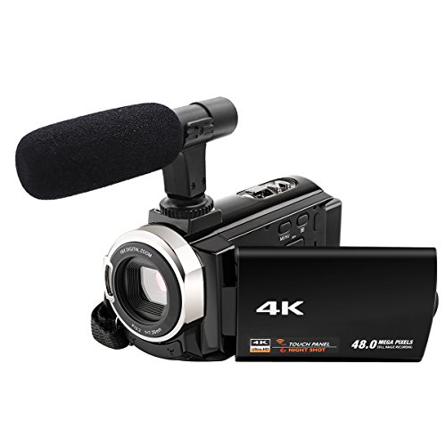 Camcorder with microphone 4k camera video camera wifi c…