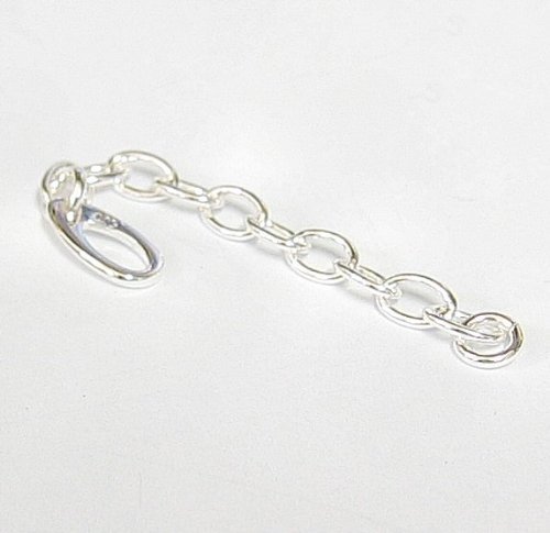 2 pcs .925 Sterling Silver Bead Chain/Necklace/Bracelet Extender W/9mm Teardrop Disc 2''/Findings/Bright