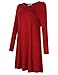 MISSKY Long Sleeve Loose Mini Casual T-Shirt Dress (WineRed,M