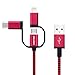 KOOTION MFI Certified 6ft 3-in-1 USB Charging Cable(Type C / Lightning / Micro) Charge / Sync for iPhone / Android,Red