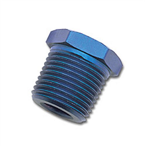 Edelbrock/Russell 661570 Blue Anodized Aluminum 3/8" Male to 1/8" Female Pipe Bushing Reducer
