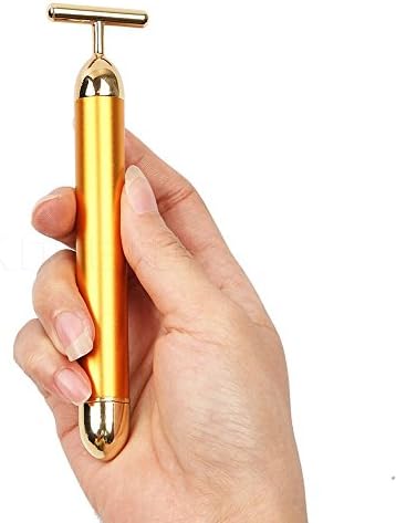 24k Golden Beauty Bar, Zarsson Waterproof Facial Neck Toner Face Massager Roller Electric for Leg, Shoulder, Arm, Forehead, Cheek and Clavicle Firming Lift, Anti-Aging and Skin Tightening