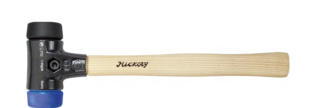 Wiha Safety Soft-Faced Hammer with Hardness Grade Black/Blue Plastic Hammer Round, 83213040, 325mm, 640g, Ø 40mm