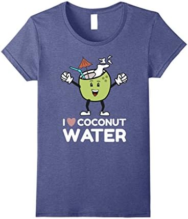 Womens I Love Coconut Water Organic Pulp Lovers T-shirt Small Heather Blue