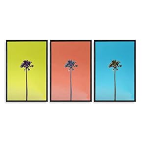 3 Piece Framed Canvas Wall Art for Living Room, Bedroom Vintage Tropical Palm Trees Canvas Prints for Modern Home Decoration Ready to Hang - 16"x24"x3 Panels