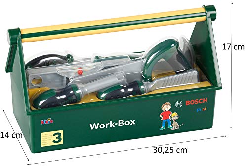 Theo Klein 8573 Werkzeug-Box | 7-teiliges Werkzeug-Set | Stabile Box mit praktischem Tragegriff | Maße: 30,25 cm x 14 cm x 17,25 cm | Spielzeug für Kinder ab 3 Jahren – Bild 4