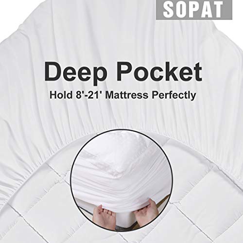SOPAT Extra Thick Mattress Topper Twin, 400TC 100 Cotton Pillow Top