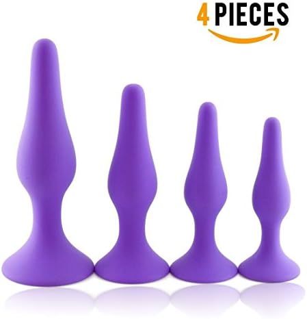 HSAMER 4 Pcs 4 Size Waterproof Silicone A-nal B-UTT P-Lug,Temptation Comfortable Smooth A-n-a-l Trainer Toys Beginner Set for Man Women H57