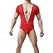 Mens Suspenders Wrestling Singlet Leotard Thong Bodysuit Jumpsuit Briefs Swimwear (XL, Jumpsuit (Red))