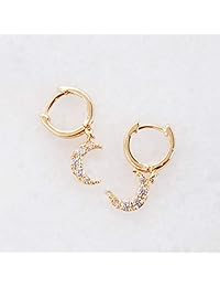 Pendientes de aro humildes y chic, pequeños pendientes redondos de circonita cúbica con pequeños cristales