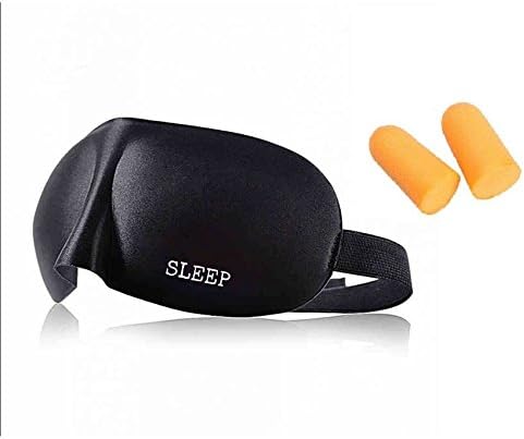 EYE SLEEP MASK with 1 pair of ear plugs BLACK comfortable best sleep mask by FUEL FOR LIFE