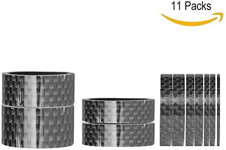 BMX Headset Spacers Carbon Fiber Headset Spacers Mountain Bike Stem Spacers for Most Bicycle, Road Bike, MTB, BMX, Fixie Gear, Cycling. (1/2/3/5/10/15/20mm, 7 Size, 11Pcs)