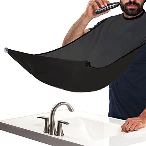 JT JUSTIME Beard Catcher Apron Bib Beard Shaving Cape for Men Trimming, Hair Clippings,Grooming with Mirror Suction Cups, Waterproof, Adjustable Neck Straps