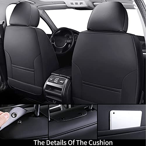 Coverado Car Seat Covers, Premium Leather Seat Cover Car, Waterproof Car Seat Protector with Lumbar Support Front and Rear Pack of 5, Universal Fit for Most Saloons, SUV Pick-up B-8859