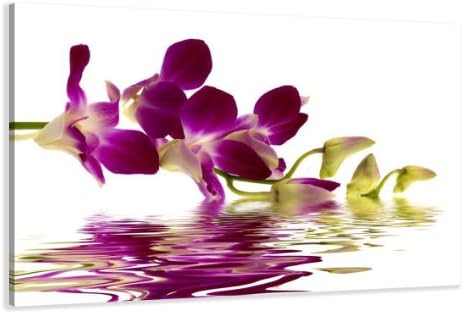 Picture - art on canvas orchid length 31,5" height 24", one-part parts model no. XXL 4132 Pictures completely framed on large frame. Art print Images realised as wall picture on real wooden framework. A canvas picture is much less expensive than an oil painting poster or placard