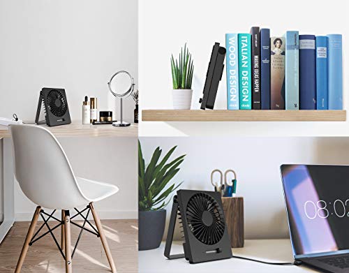 KopBeau Desk Fan, Personal USB Small Cooling Folding Table Fan, Stepless Speeds, Slim Design & 180 Degree Adjustment, DC Motor, Quiet for Home&Office, Black … - Thumbnail 6