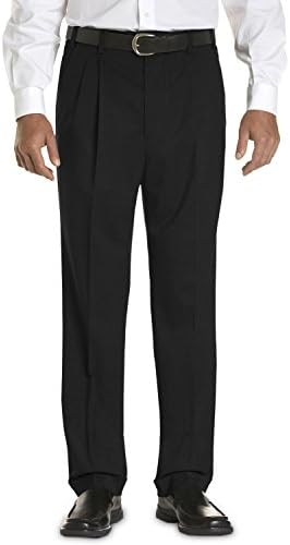 Gold Series Big &amp; Tall Continuous Comfort Pleated Sateen Dress Pants (40 X 34, Black)