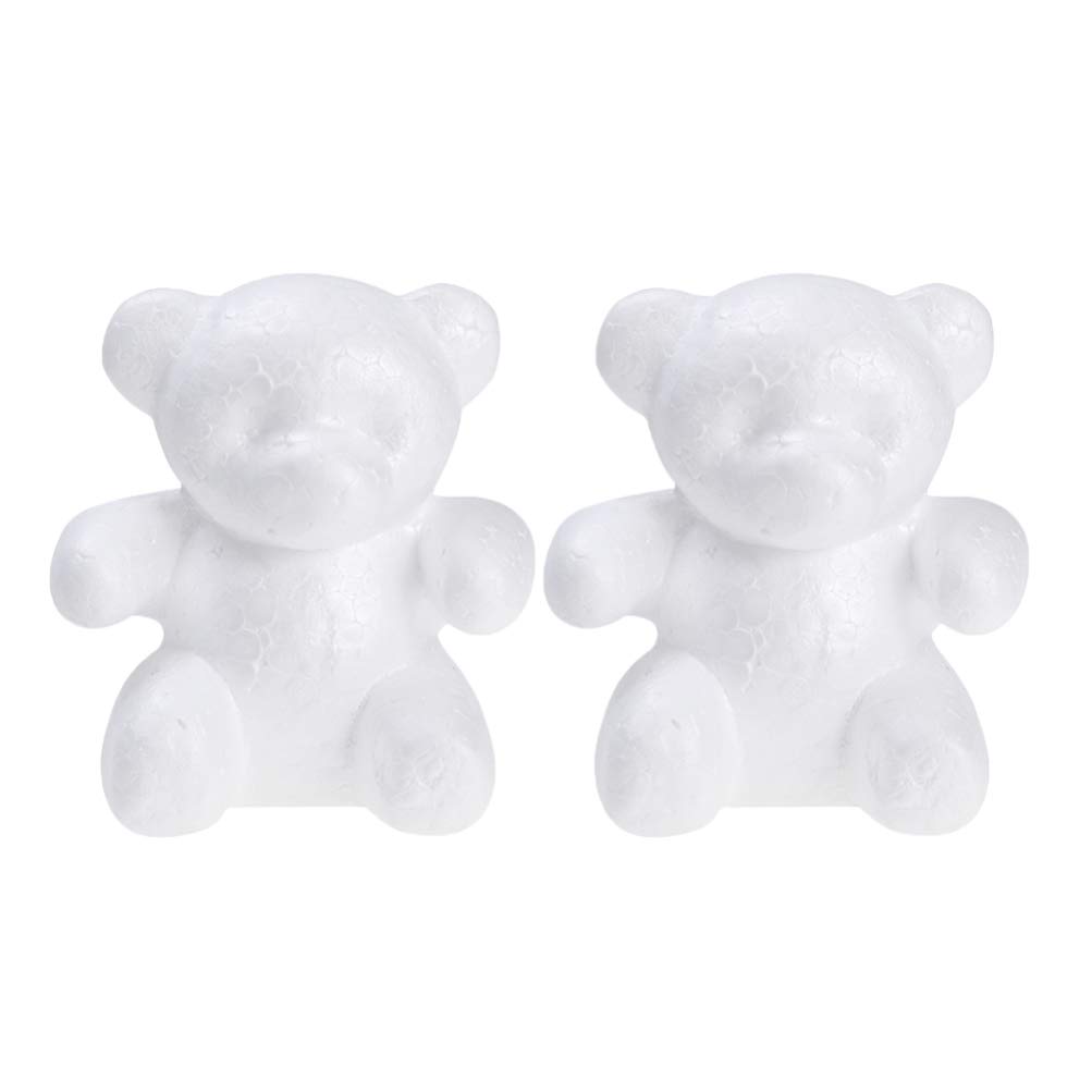 2pcs Modelling Foam Bear Shape Mould White Foam Block Mold for DIY Craft Wedding Flower Arranging Valentines Day Christmas Party Decoration 15cm