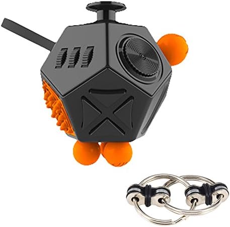 12 Sided Fidget Cube 2.0 with BONUS Flippy Key Chain Ring by Choice Royal | Value Pack of 2 Fidget Toys | Stress Reducer – Increases Focus, Kills Boredom, Relieves Anxiety | ADHD ADD OCD Panic Attacks
