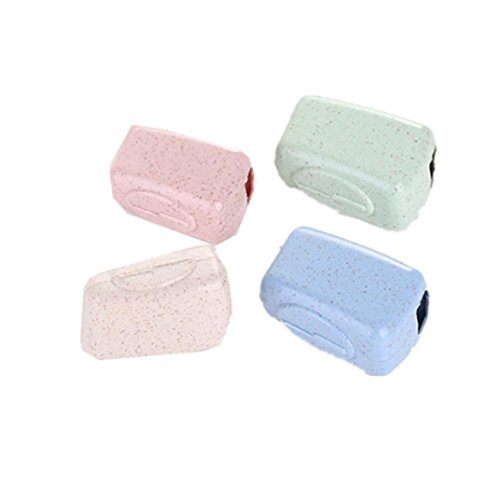 Yeefant 4 PCS Set Portable Travel Toothbrush Cover Wash Brush Cap Case Box|Keep Your Toothbrush Cleaning and Dry(Random Color)