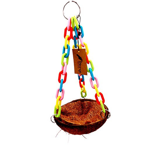 Borange Parrot Toy Bird Chewing Toys Natural Coconut Shell Bite Perch Colorful Cages for Pet Birds Conure Macaw Cockatiel Cockatoo Decorative Accessories