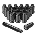 LEDKINGDOMUS Lug Nuts 1/2 x 20 Black, 20Pcs 1/2''-20 Wheel Lug Nut with 1 Key - Conical Bulge Seat 1.38