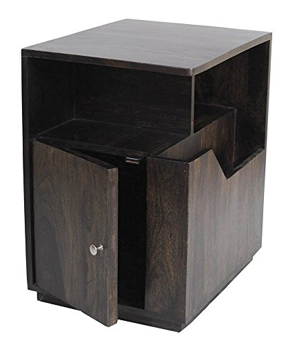 TimberTaste Astro Solid Wood Side Table (Dark Walnut Finish)