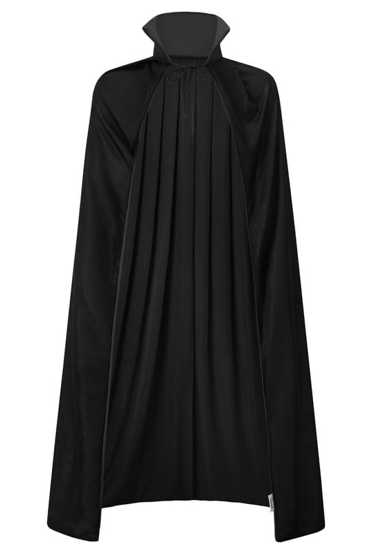 Mainfini Vampire Cape Carnival Costume Men Cloak Stand Collar Cosplay Medieval Dress Up Black 160CM/63inch