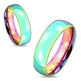 STR-0416 Stainless Steel Dome Rainbow Couple Ring; Sold as 1 Piece (12)