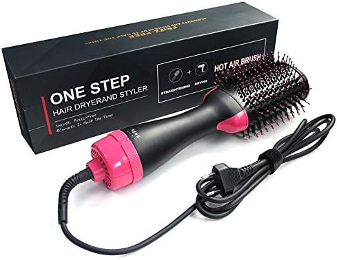 Oyalaiy 3-in-1 Negative Ion Rotating Hot Air Styling Brush Mini Curling Iron Brush for Short and Long Hair Anti-scald Hair Curls Styling Combs