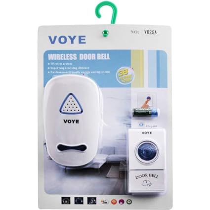 Voye Wireless Remote Control Doorbell with 38 Different Chimes ( Output needs to be Plugged, Comes With India Standard Plug)