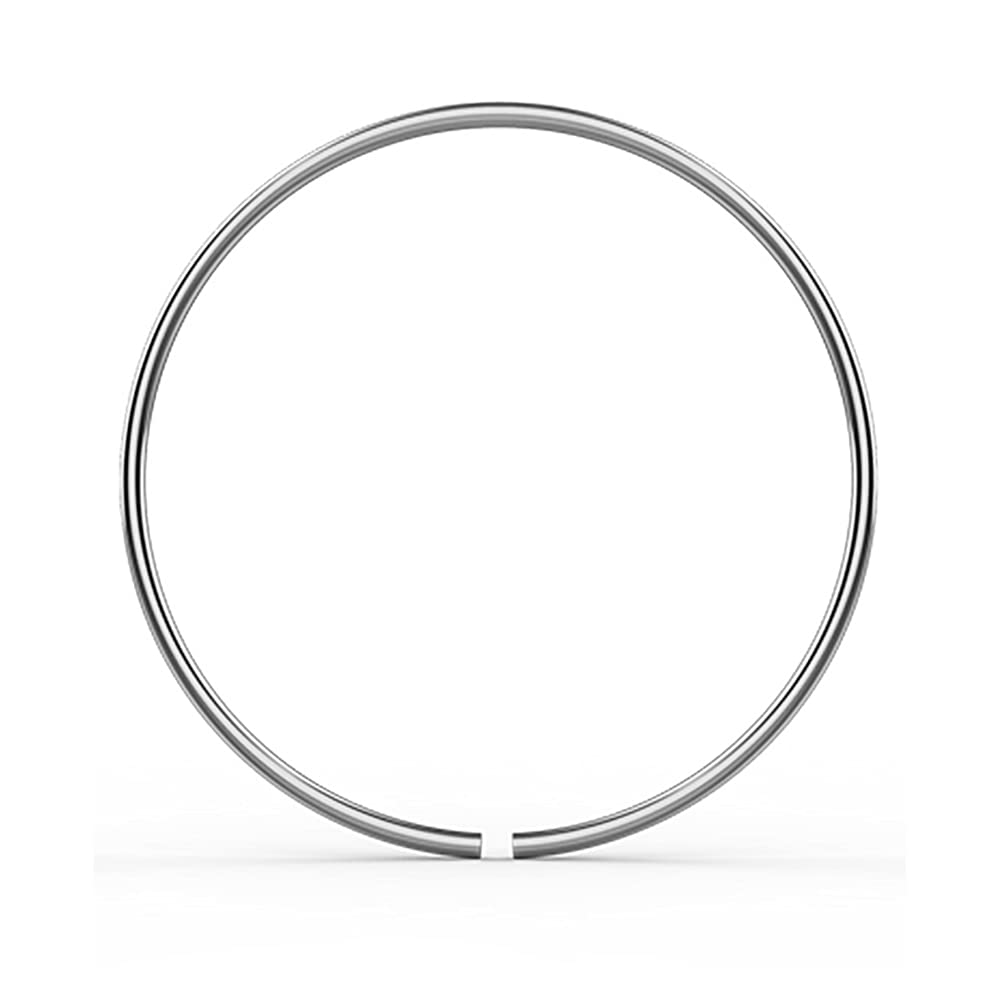 AZARIO LONDON 14K White Gold 22 Gauge - 6MM Diameter Seamless Continuous Open Hoop Nose Ring Nose Piercing