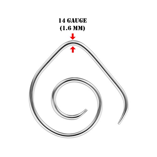BIG GAUGES Pair Surgical Steel 14gauges 1.6 mm Taper Wire Spiral Piercing Jewelry Ear Plug Stretching Expander Earring BG0916