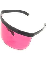 MyUV Oversized Futuristic Shield Visor Sunglasses Flat Top Mirrored Mono Lens (Pink, 172)