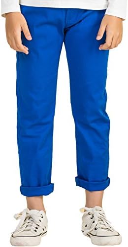 BYCR Boys' Solid Color Elastic Chino Cotton Pant for Kids Size 4-16