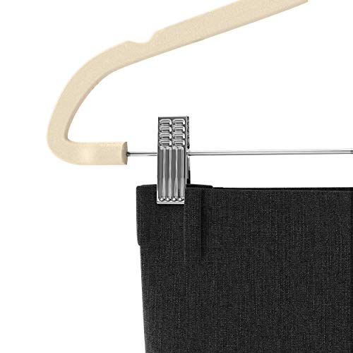 Premium Quality Velvet Pants Hanger Set of 26 - Ultra-Thin No Slip Velvet Skirts Hangers - Swivel Hooks, Space Saving Clothes Hangers - Great For Skirts, Dresses, Suits, Shirts & More - Slim IVORY