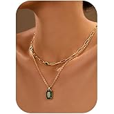VANGETIMI Gold Layered Pendant Necklaces for Women 14k Gold Plated Crystal Choker Necklace Paperclip Rhinestone Necklace Party Prom Jewelry