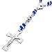 INBLUE Men,Women's Stainless Steel Pendant Necklace Virgin Mary Jesus Christ Cross Rosary Chain
