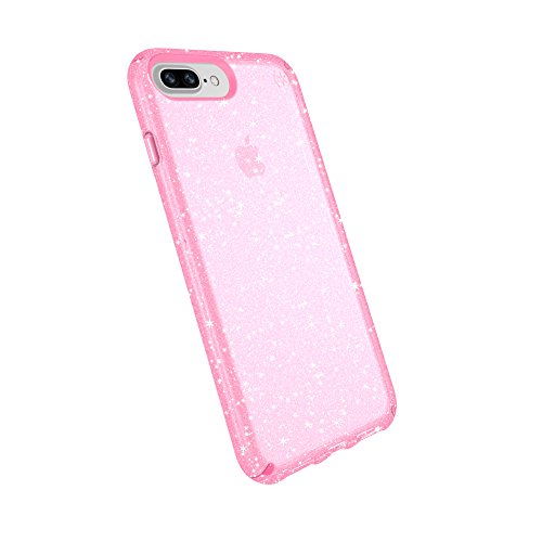 Speck Products Presidio Clear + Glitter Case for iPhone 8 Plus (Also fits 7 Plus and 6S/6 Plus), Bella Pink With Gold Glitter/Bella Pink
