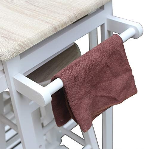 Portable bar cart with two stools, featuring a tabletop and bar set-up.