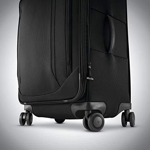 Samsonite Lineate Softside Expandable Luggage with Spinner Wheels, Obsidian Black, CheckedLarge