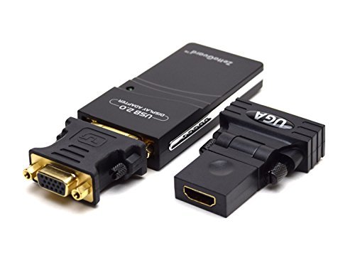 Zettaguard USB 2.0 to VGA / DVI / HDMI Multi Display Adapter / Video Graphics Adapter for Multiple Monitors up to 1920x1080 Pixels (Supports Windows 10, 8.1, 8, 7, XP)(10095)