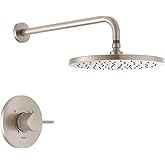 Delta Modern 14 Series Round Rain Shower Faucet Set, Brushed Nickel Shower Head and Handle Set, Valve Trim Kit, Spotshield Stainless T14269-SP-PP (Valve Not Included)