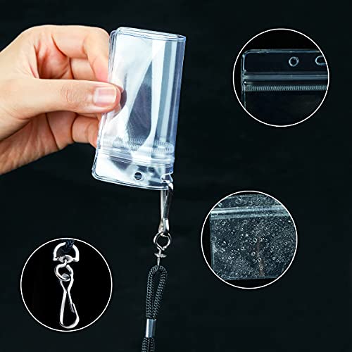 50 Clear Plastic Horizontal Name Tags Badge ID Card Holders and 50