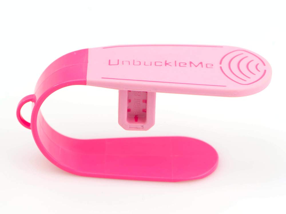 UnbuckleMe - Makes it Easy to Unbuckle a Child's Car Seat - Easy Buckle Release Tool for Parents, Grandparents & Older Children - Invented & Patented by a Grandma - Made in USA (Hot Pink)