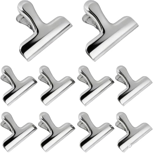 Dalababa 10 Pack 3 Inch Metal Large Bulldog Clips, Stainless Steel Drawing Board Binder Clips for Organizing Files, Photos, Bags, Papers - Silver
