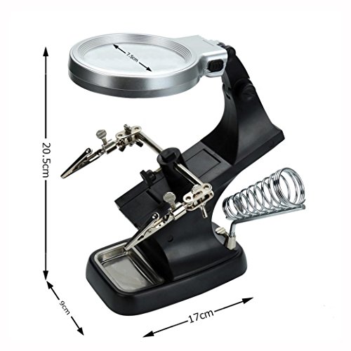 Hotkey Multifunctional LED Helping Hand Magnifying Soldering Iron Stand Lens Magnifier Clamp Tool Kit Repair Station Welding And Assembling(Black) - Thumbnail 6