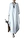 Celmia Women's 3/4 Sleeve Round Neck Solid Loose Long Maxi Dress Cotton Gown with Side Pockets Off White L