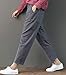 Soojun Womens Cotton Linen Loose Fit Elastic Waist Harem Pant, Grey, Large Petite