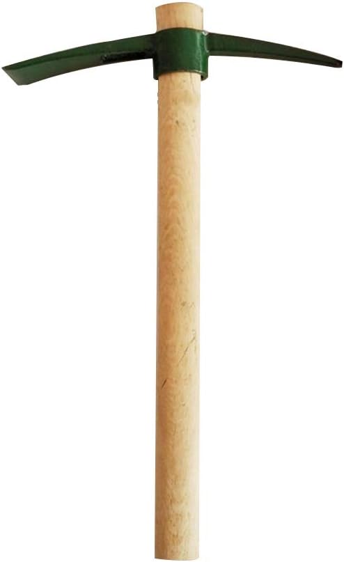 Small Pickaxe Hoe with Wooden Handle Pick Axe for Transplanting Digging Planting Tool Yard Garden (S)